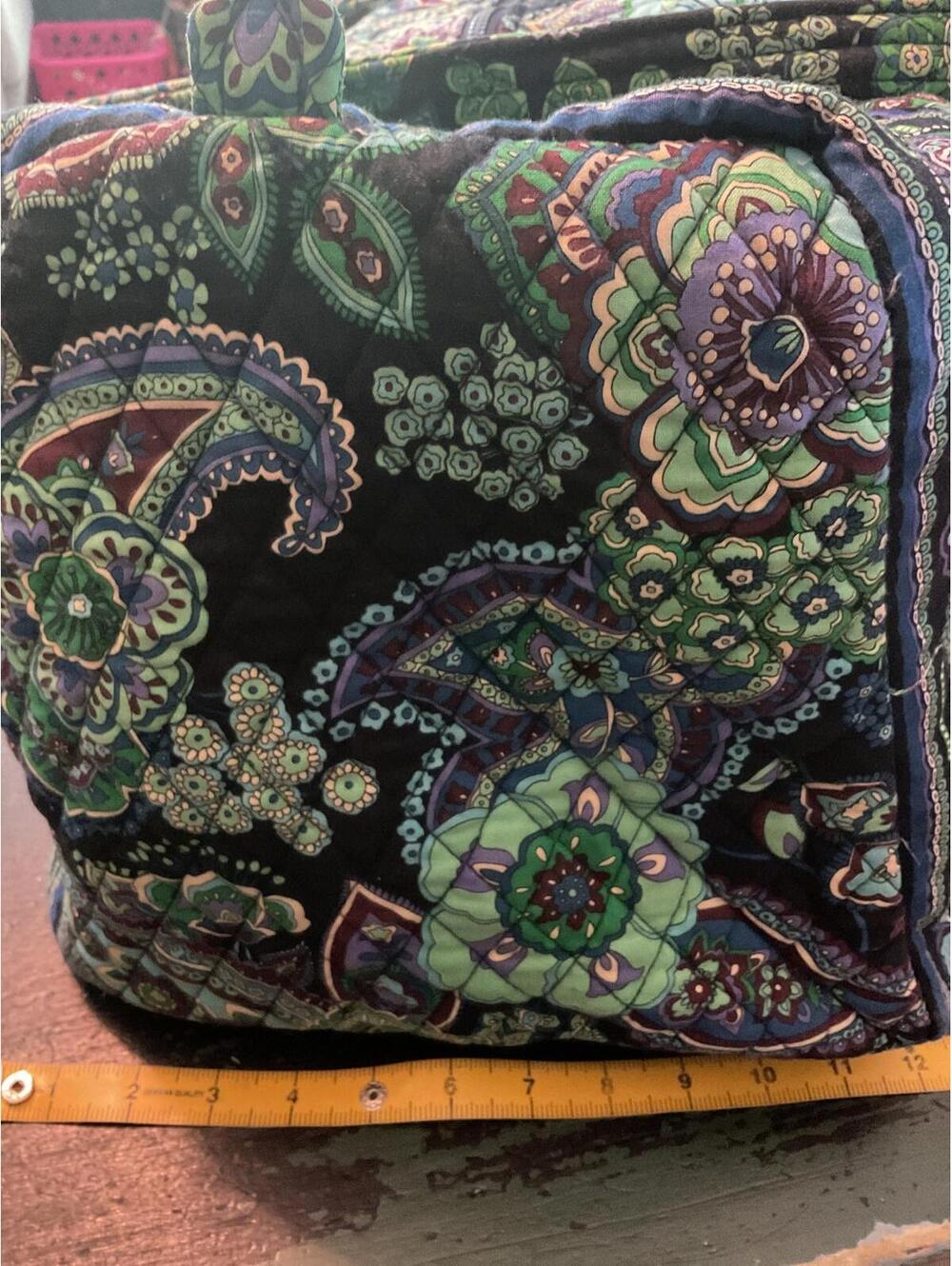 Vera Bradley Signature Travel Duffel Bag - Floral Green & Purple - Picture 11 of 12